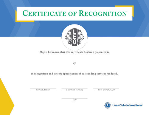 LEO CERTIFICATE OF RECOGNITION - LANGUAGES