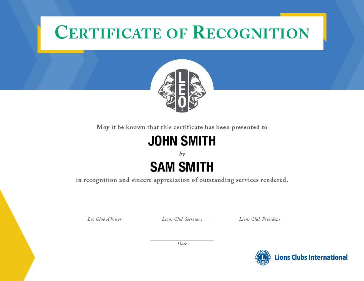 LEO CERTIFICATE RECOGNITION - PERSONALIZED